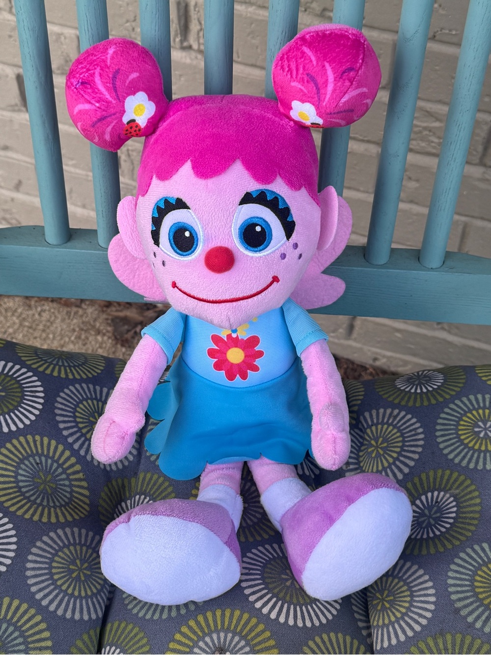 Nickelodeon Abby Hatcher Plush Doll Pink Hair Blue Dress Stuffed Toy 16”